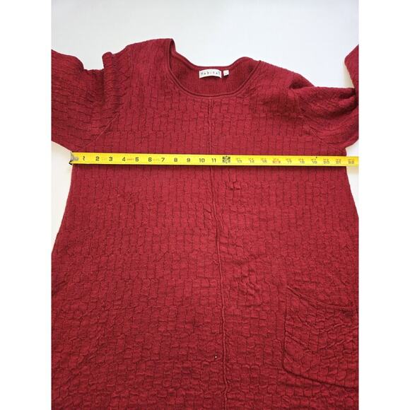 Habitat Red Cotton Linen Lagenlook Tunic Sweater size XL One Pocket - Picture 6 of 13